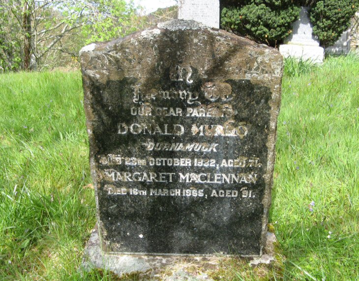 Photo of headstones/Margaret MacLennan d1965 hdstn Dundonnell